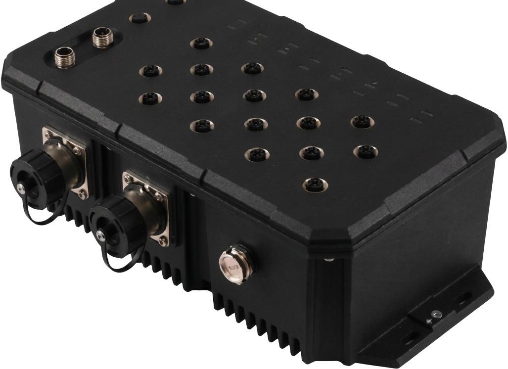 Switch M12 Gerenciado 18 portas + 10G — DM-MIHS-16M12AT-2SFPP-24